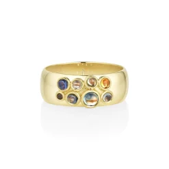 Marrow Fine Ready To Ship | Ready To Ship^0.88tcw Montana Sapphire Tessera Cigar Band 14kyellowgold
