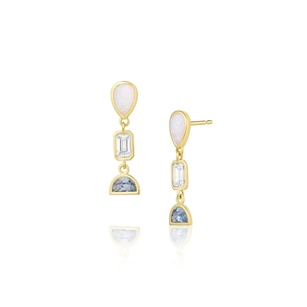 Marrow Fine Birthstone Collection | Ready To Ship^0.53tcw Opal Bezel Set Dangle Earrings 14kyellowgold