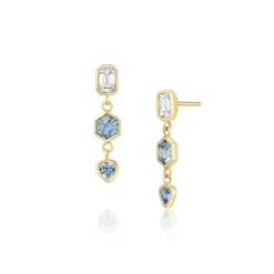 Marrow Fine Birthstone Collection | Ready To Ship^1.08tcw Sapphire and Diamond Bezel Set Dangle Earrings 14kyellowgold