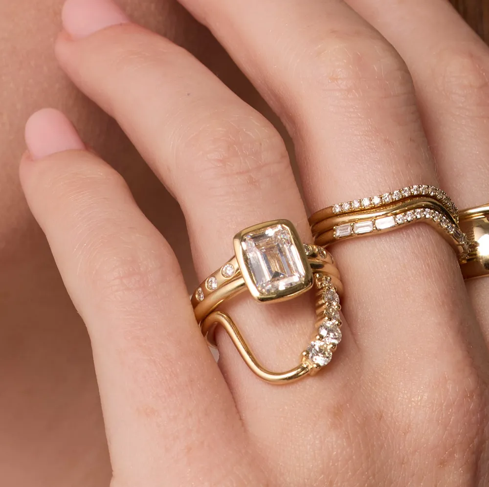 Marrow Fine Engagement Rings^The Roxy Bezeled Emerald Cut Engagement Ring