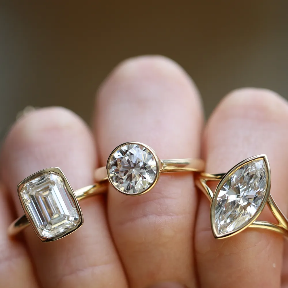 Marrow Fine Engagement Rings^The Roxy Bezeled Emerald Cut Engagement Ring