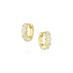 Marrow Fine Anniversary Gifts | Graduation Gifts^White Diamond Abstract Bezel Huggie Earrings