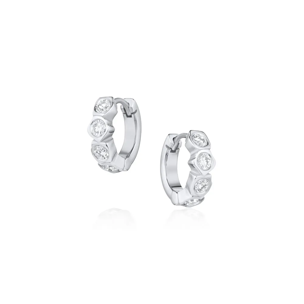 Marrow Fine Anniversary Gifts | Graduation Gifts^White Diamond Abstract Bezel Huggie Earrings
